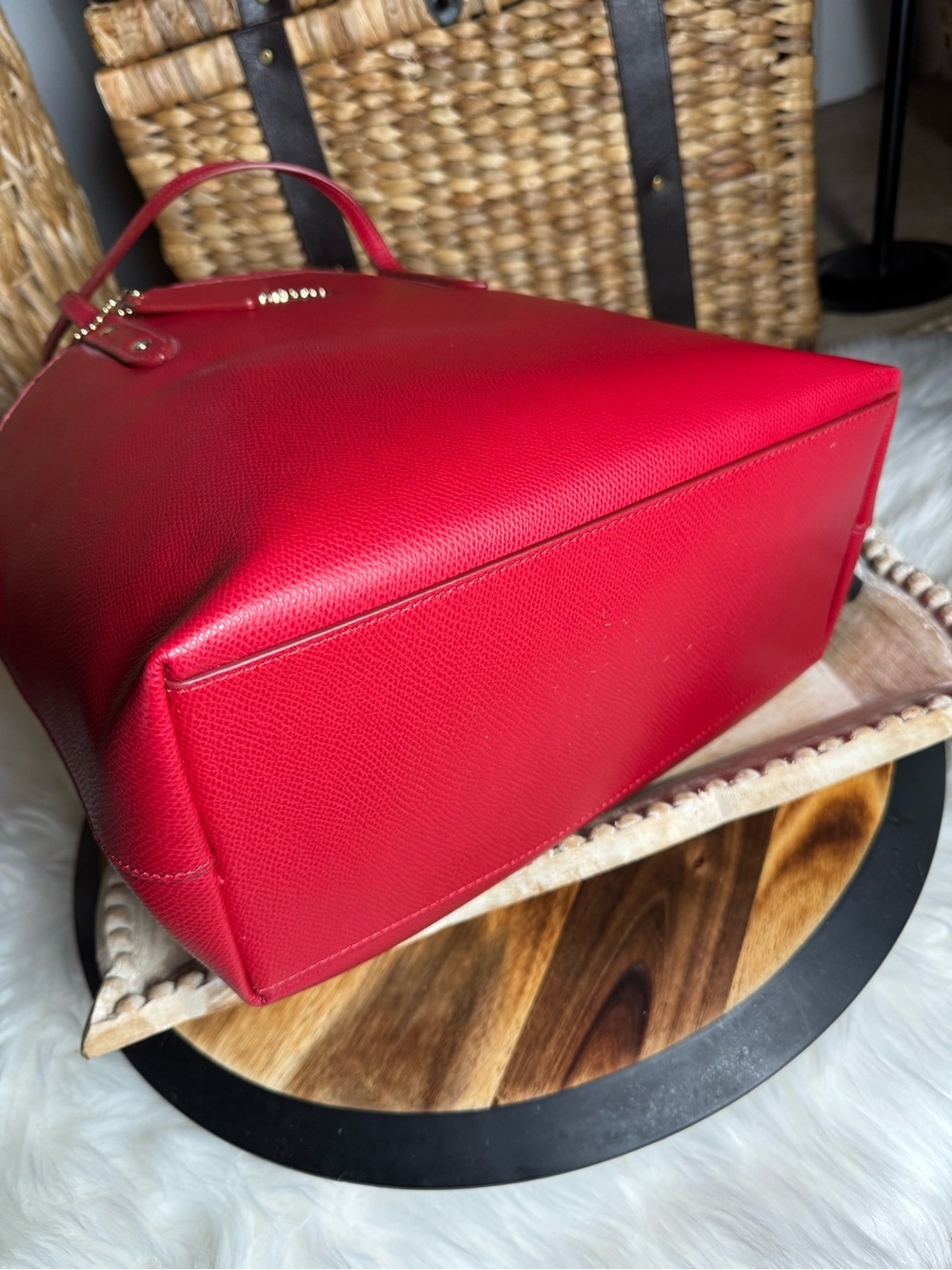 Coach Red Leather Tote with Gold Logo and Hangtag - Picture 6 of 6